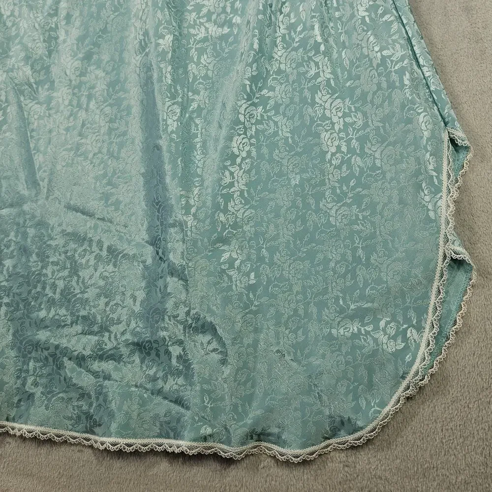 Vintage Lucie Ann II Nightgown Womens M‎ Blue Floral Satin Lace Bridal Lingerie